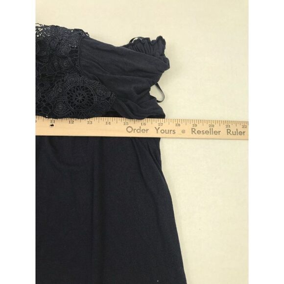 LOFT Womens Off The Shoulder Top Blue Lace 3/4 Sleeve Shirt Stretch PL Petites - Picture 7 of 11